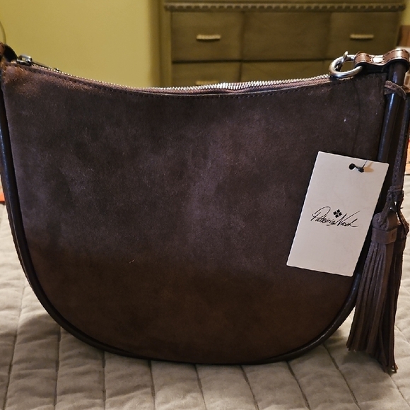 Patricia Nash Beautiful Brown Suede Hobo Bag with Tassels - Picture 2 of 15